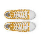 White men's high-top canvas shoes with frosted diamond detail from Daemon Luxury, featuring a stylish and modern design.