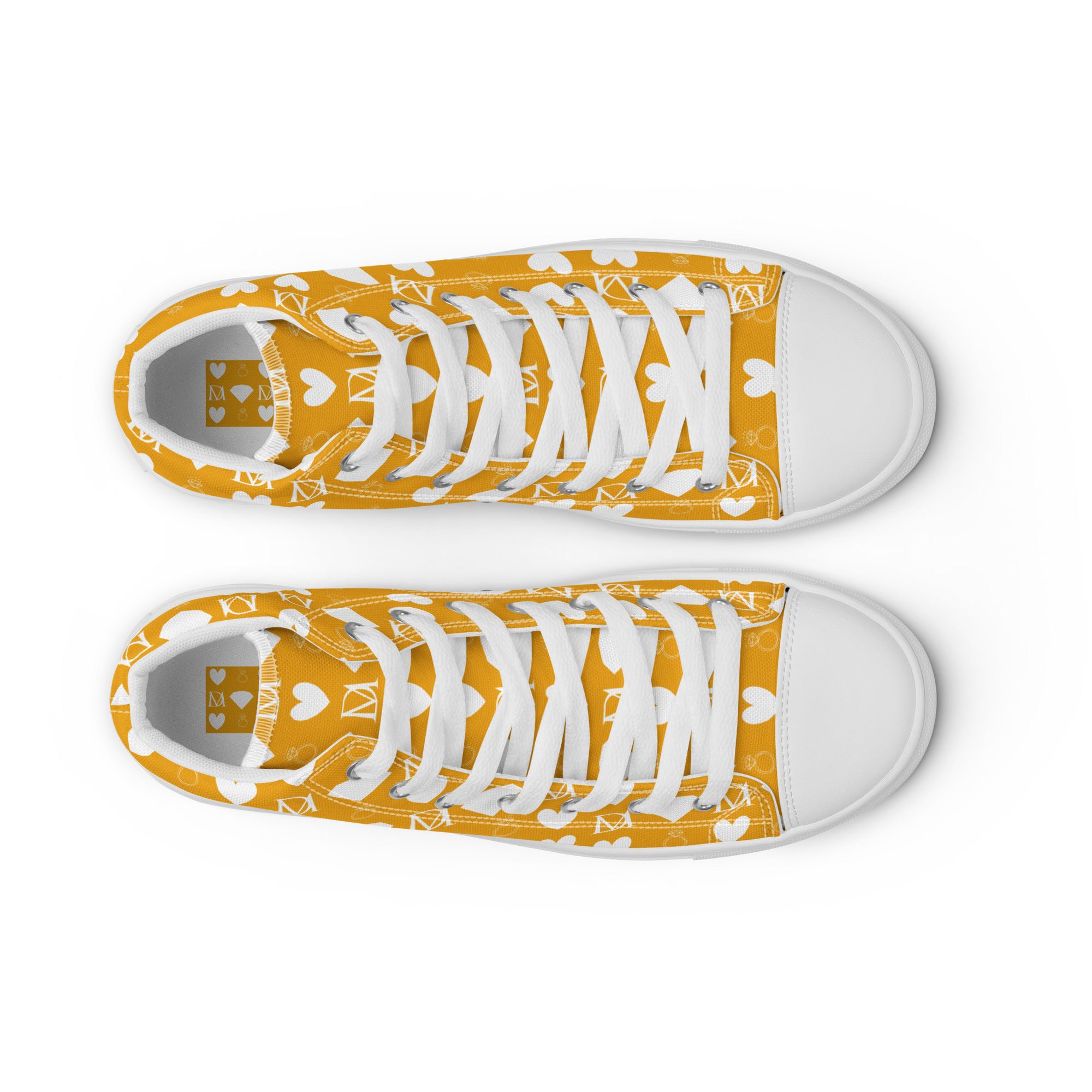 White men's high-top canvas shoes with frosted diamond detail from Daemon Luxury, featuring a stylish and modern design.