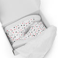 White men's high-top canvas shoes with speckled diamond pattern from Daemon Luxury's Artica Blizzard collection.