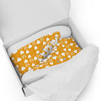 White high-top canvas shoes with frosted diamond accents from Daemon Luxury, featuring a sleek, modern design for men.