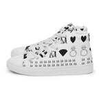 Men's high-top canvas shoes by Daemon featuring white Dim Diamonds Artica Blizzard design, shown from a left angle.