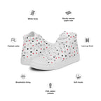 Daemon Luxury Speckled Diamonds Artica Blizzard male high-top canvas shoes in white, showing the left side of the stylish footwear.