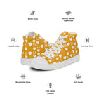 White men's high-top canvas shoes with frosted diamond detailing from Daemon Luxury Tarmin Honeybees collection.