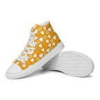 White men's high-top canvas shoes by Daemon Luxury with frosted diamond detailing, shown from the left side.