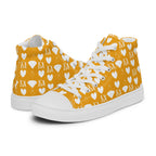 Daemon Luxury Frosted Diamonds men's high-top canvas shoes in white with stylish design, perfect for casual wear.