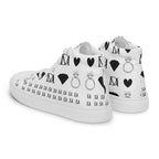 White men's high-top canvas shoes from Daemon's Dim Diamonds Artica Blizzard collection, shown from the back left side.