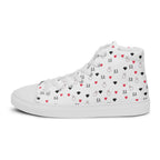 Men's high-top canvas shoes with speckled diamond design in white from Daemon Luxury Artica Blizzard collection.