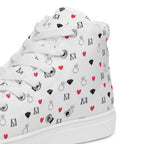 White high-top canvas shoes featuring speckled diamond design from Daemon Luxury's Artica Blizzard Male collection.