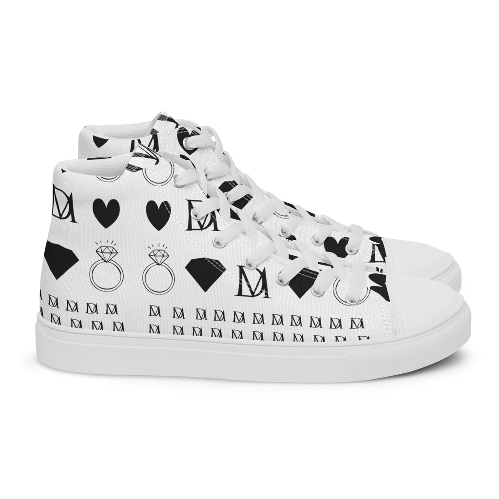 White men's high-top canvas shoes from Daemon's Dim Diamonds Artica Blizzard collection, featuring stylish design details.
