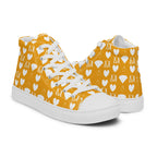 White high-top canvas shoes from Daemon Luxury with frosted diamond pattern, designed for men.
