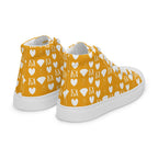 White men's high-top canvas shoes from Daemon Luxury featuring frosted diamond detail on the design.