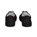 Black men's lace-up canvas shoes featuring speckled diamond pattern from Daemon Luxury's NEMESIS Male collection.