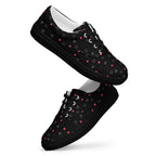 Black men's lace-up canvas shoes with speckled diamond pattern from Daemon Luxury's NEMESIS collection.
