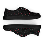 Black men's lace-up canvas shoes featuring speckled diamond design by Daemon Luxury.