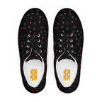 Black men's lace-up canvas shoes featuring speckled diamond pattern from Daemon Luxury's NEMESIS Male collection.