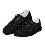 Black men's lace-up canvas shoes with speckled diamond pattern from Daemon Luxury's NEMESIS Male collection.