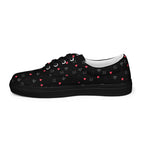 Black men's lace-up canvas shoes from Daemon Luxury with speckled diamond design, viewed from the left outside.