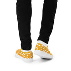 White lace-up canvas shoes for men with frosted diamond design by Daemon Luxury, showcasing stylish back view