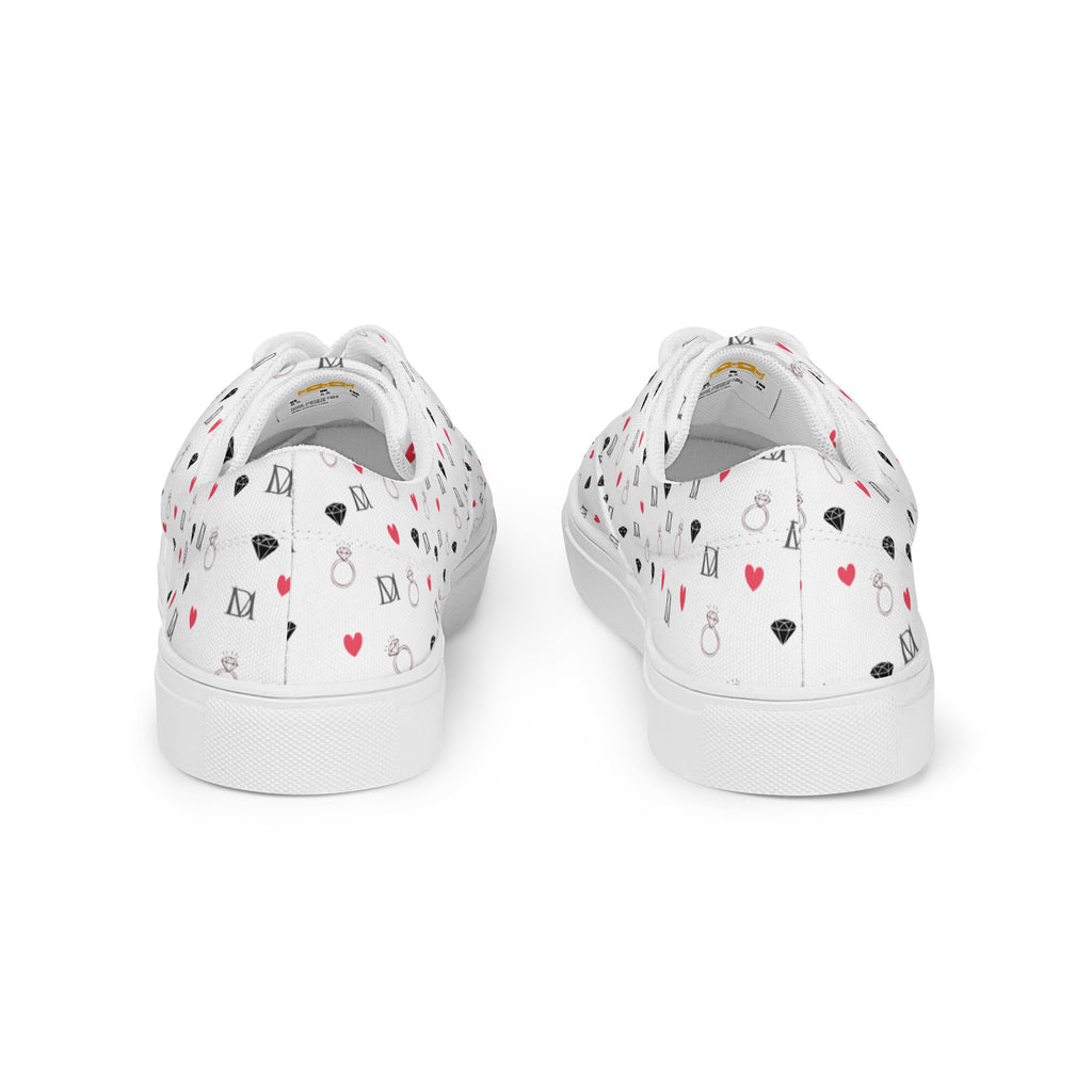 Daemon Luxury Speckled Diamonds Artica Blizzard male lace-up canvas shoes in white, featuring a stylish speckled diamond pattern.