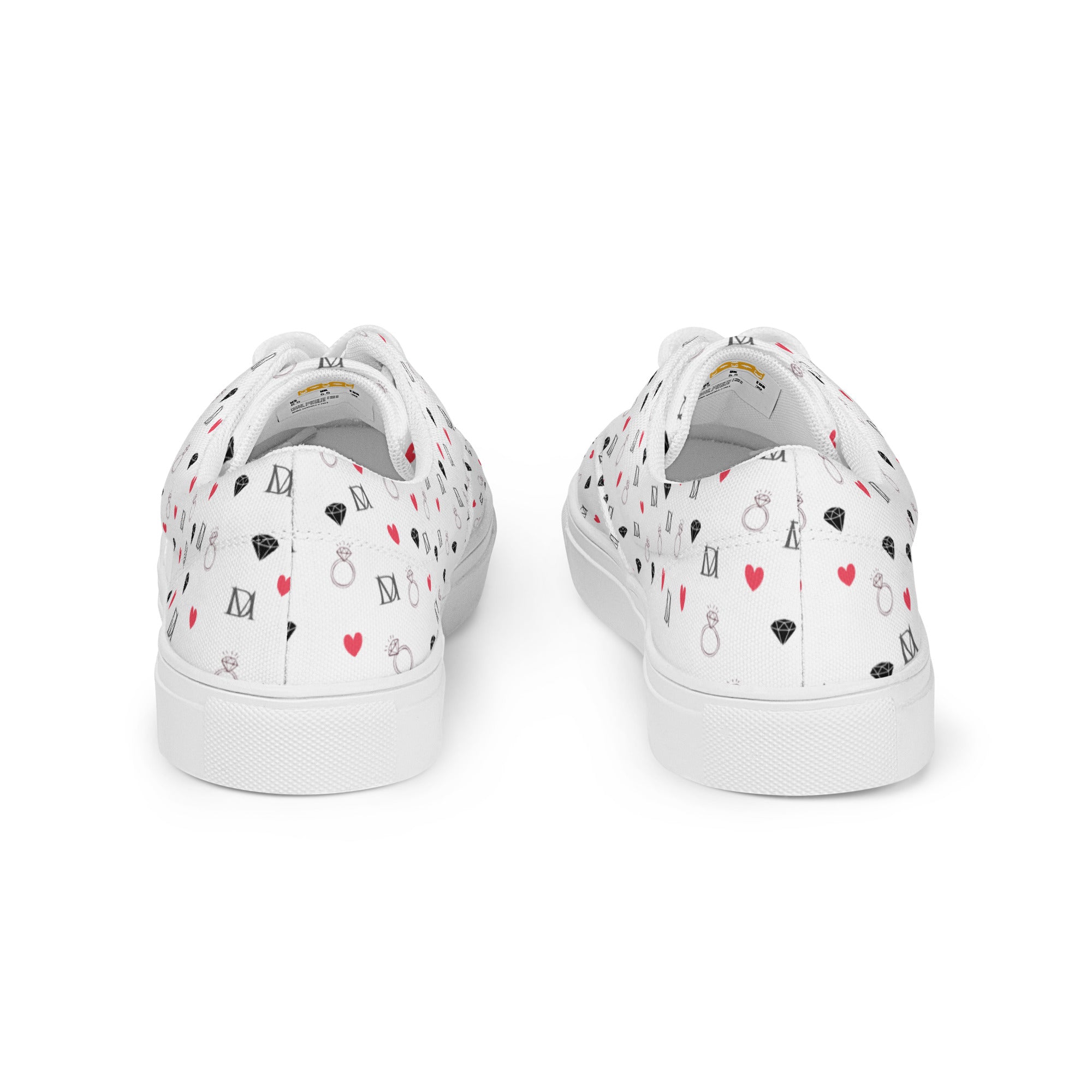 Daemon Luxury Speckled Diamonds Artica Blizzard male lace-up canvas shoes in white, featuring a stylish speckled diamond pattern.