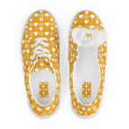 White men's lace-up canvas shoes with frosted diamond pattern from Daemon Luxury, featuring stylish and comfortable design.