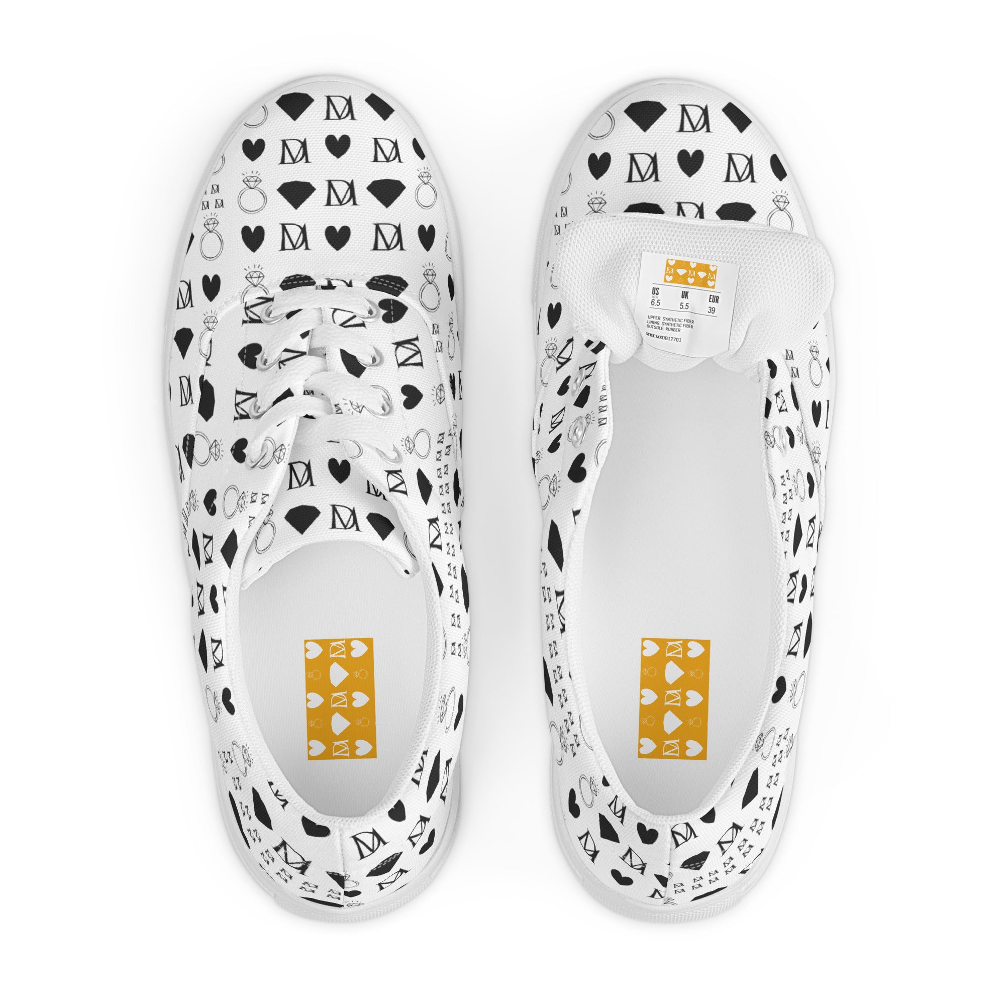 White men's lace-up canvas shoes from Daemon Luxury's Dim Diamonds Artica Blizzard collection.