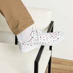 White men's lace-up canvas shoes with speckled diamond pattern from Daemon Luxury's Artica Blizzard collection.