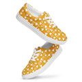 White men's lace-up canvas shoes from Daemon Luxury with frosted diamond details on the front.