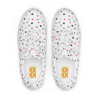 White canvas men's lace-up shoes with speckled diamond pattern from Daemon Luxury Artica Blizzard collection.