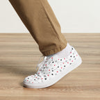 White men's lace-up canvas shoes featuring speckled diamond pattern from Daemon Luxury Artica Blizzard collection.