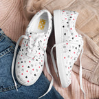 White men's lace-up canvas shoes with speckled diamond design from Daemon Luxury Artica Blizzard collection.