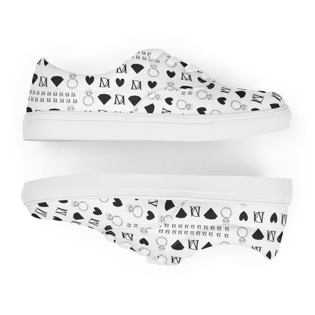 White men's lace-up canvas shoes from Dim Diamonds Artica Blizzard collection by Daemon Luxury, front view.