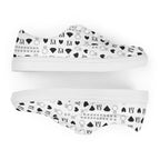 White men's lace-up canvas shoes from Dim Diamonds Artica Blizzard collection by Daemon Luxury, front view.