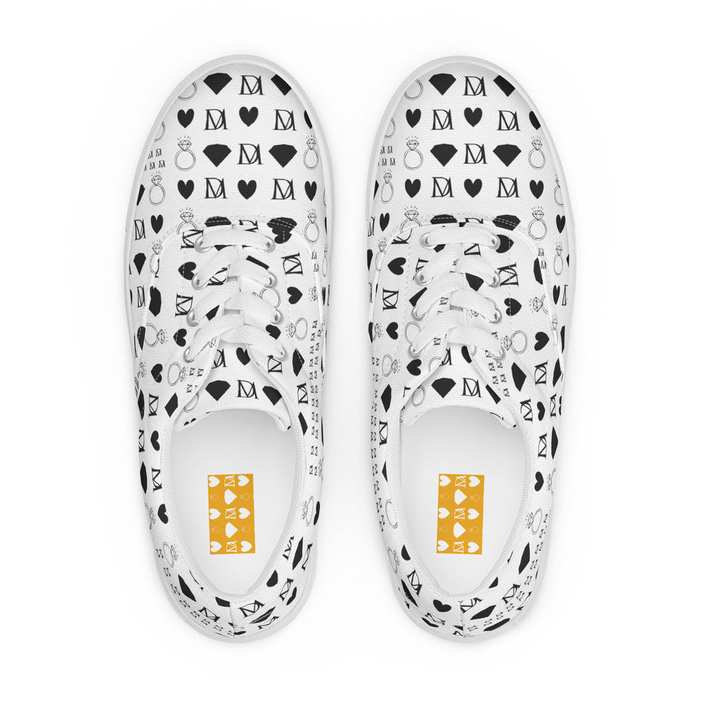 White men's lace-up canvas shoes from Daemon Luxury's Dim Diamonds Artica Blizzard collection, showing front view.