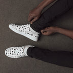 White men's lace-up canvas shoes from Daemon Luxury's Dim Diamonds Artica Blizzard collection.