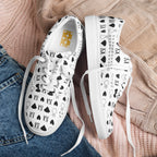 White men's lace-up canvas shoes from Dim Diamonds Artica Blizzard collection by Daemon Luxury, front view.