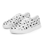 White men's lace-up canvas shoes from Daemon Luxury's Dim Diamonds Artica Blizzard collection, shown from the front left side.