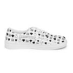 White men's lace-up canvas shoes from Dim Diamonds Artica Blizzard collection by Daemon Luxury, shown from inside left side.
