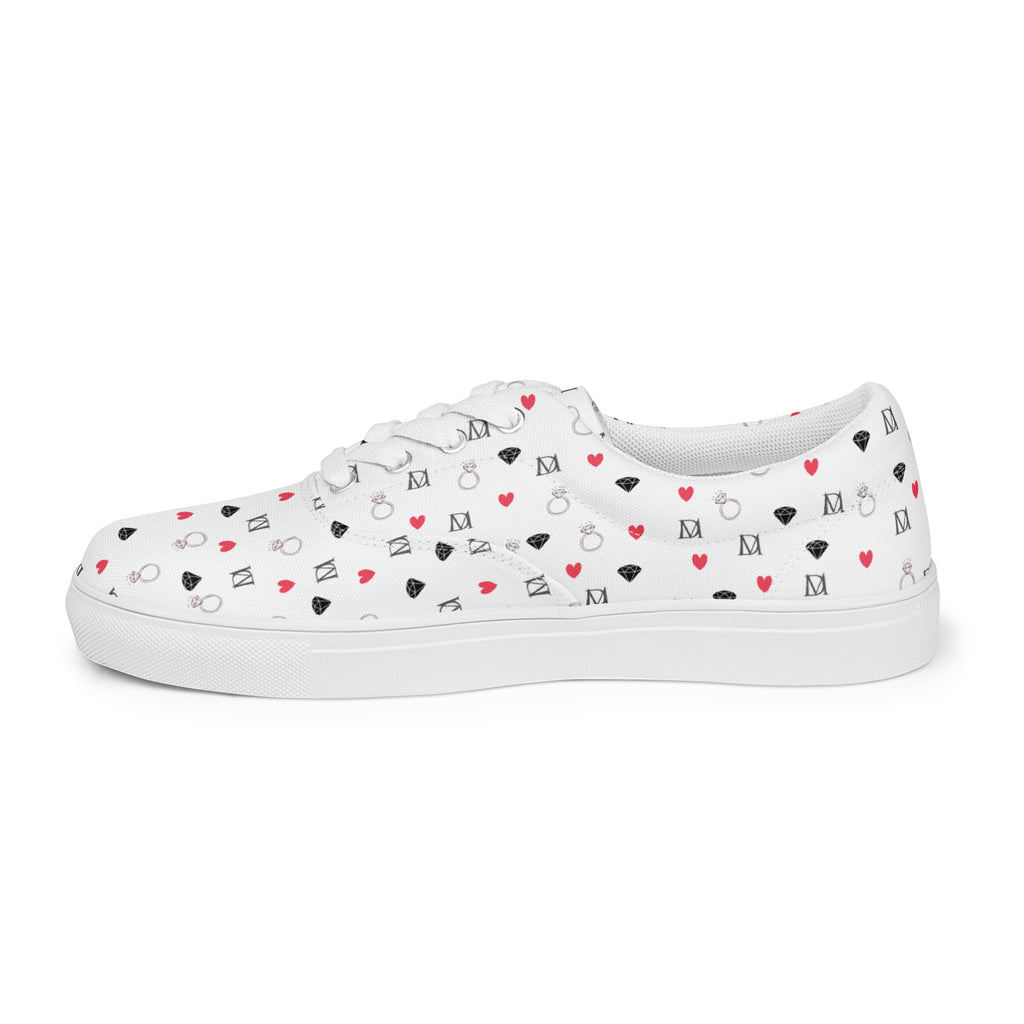 White Daemon Luxury Speckled Diamonds Artica Blizzard male lace-up canvas shoes, view of left outside side.