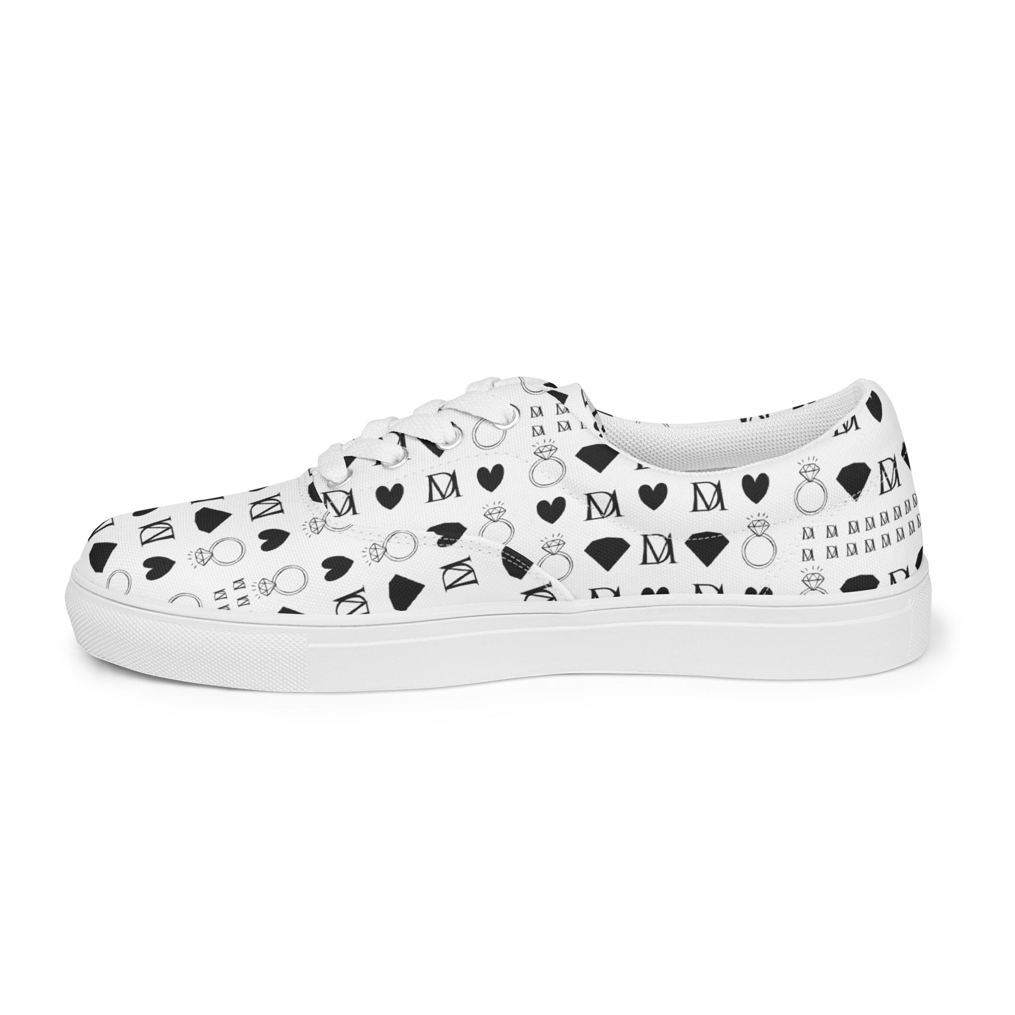 White men's lace-up canvas shoes from Dim Diamonds Artica Blizzard by Daemon Luxury, shown from the left outside view.