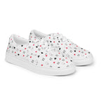White men's lace-up canvas shoes featuring speckled diamond Artica Blizzard design by Daemon Luxury, shown from front right.