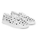 White men's lace-up canvas shoes from Daemon Luxury's Dim Diamonds Artica Blizzard collection, viewed from front right angle.