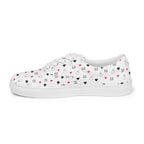 White men's lace-up canvas shoes from Daemon Luxury featuring speckled diamond patterns on the Artica Blizzard Male footwear.