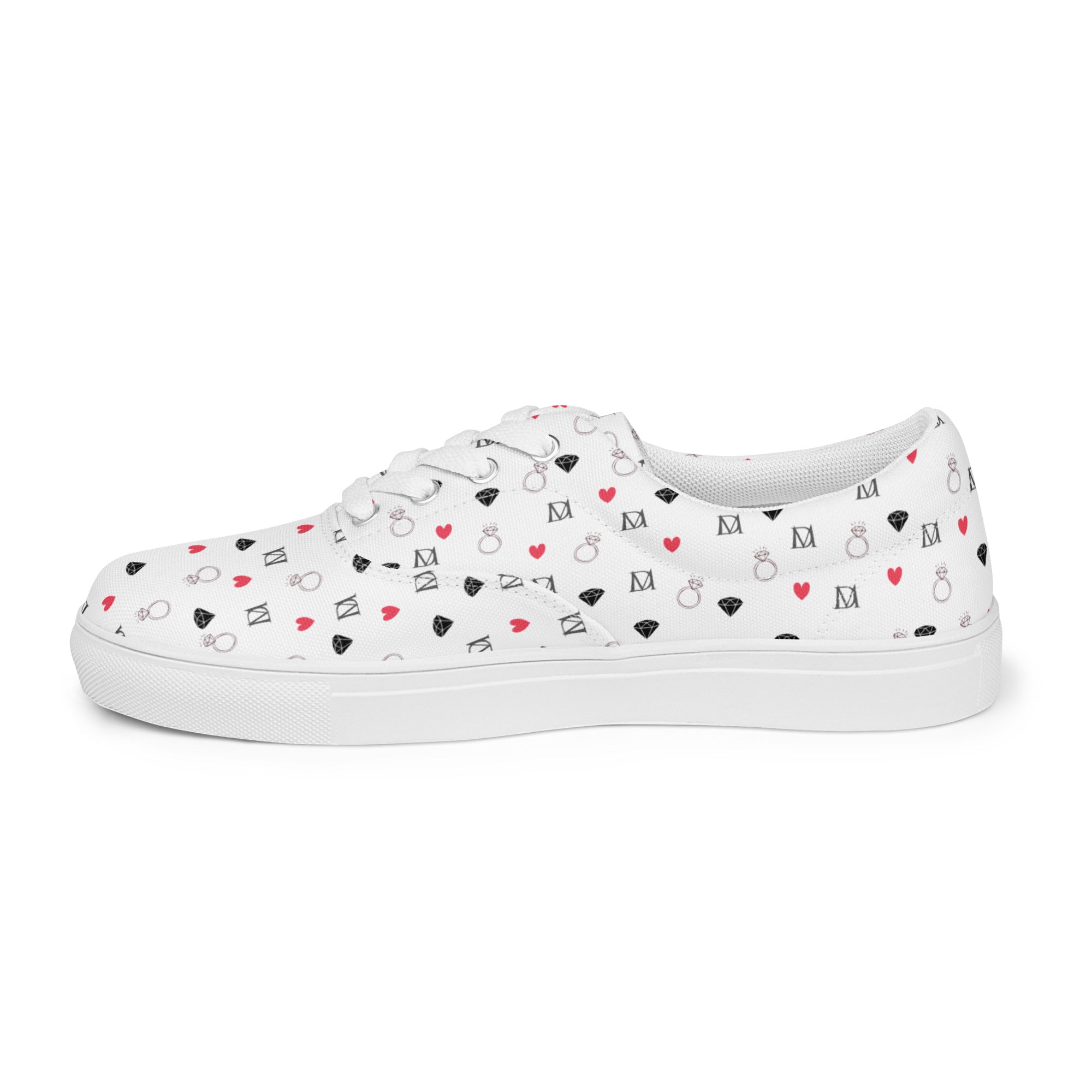 White men's lace-up canvas shoes from Daemon Luxury featuring speckled diamond patterns on the Artica Blizzard Male footwear.