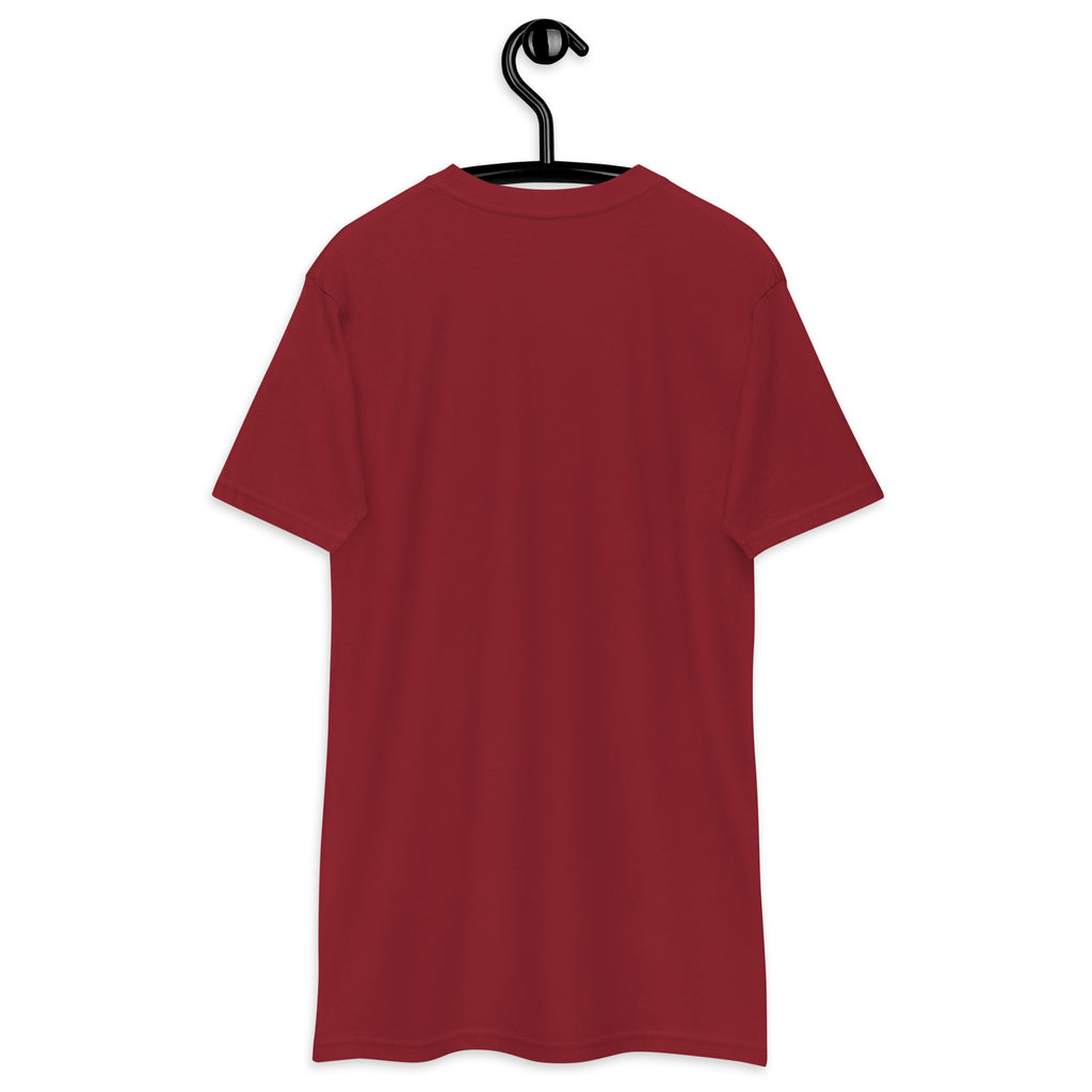 Daemon Distilled Blood heavyweight men's T-shirt in brick red, featuring a bold back print and premium cotton fabric.