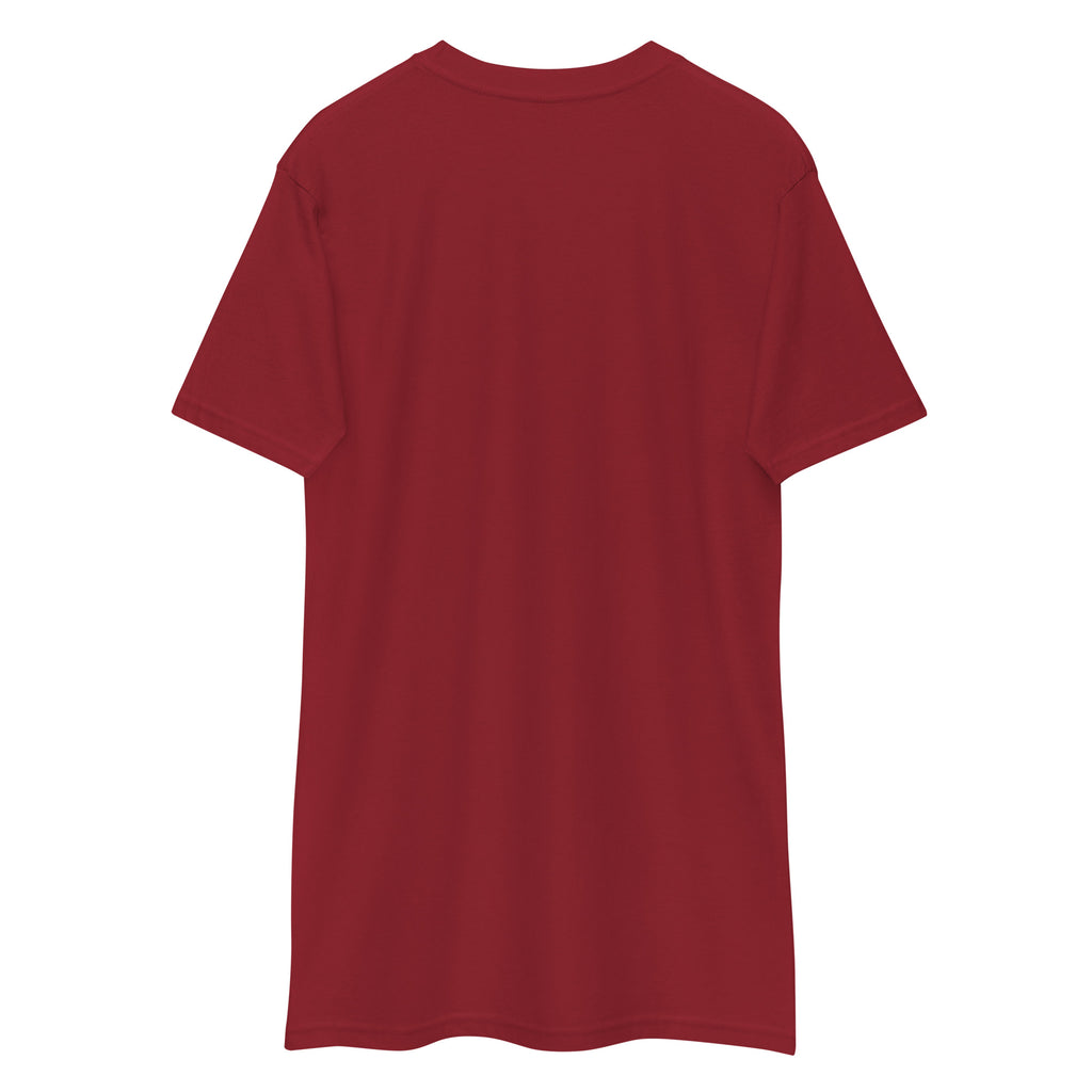 Daemon Distilled Blood Heavyweight T-shirt for men in brick red, showing the back design and premium fit.