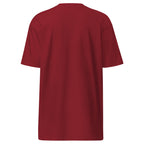 Daemon Distilled Blood Heavyweight men's premium brick-red T-shirt with back design.