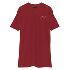 Men's Distilled Blood Heavyweight T-shirt by Daemon in brick red, front view showcasing the premium fabric and design.