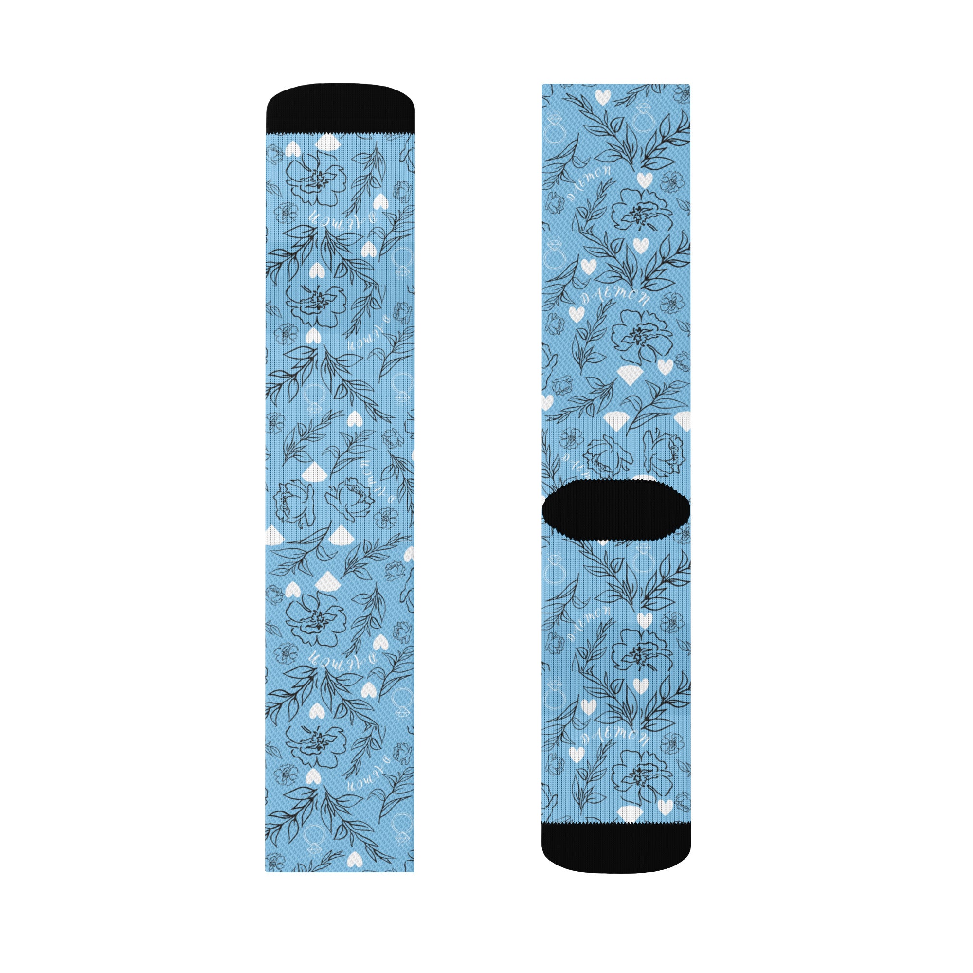 Daemon Luxury Florette Rebirth Breeze sublimation sock for right foot, featuring vibrant floral design and high-quality textile.