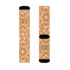 Daemon Luxury Florette Rebirth Sienna sublimation sock for men, right foot view with detailed floral design.